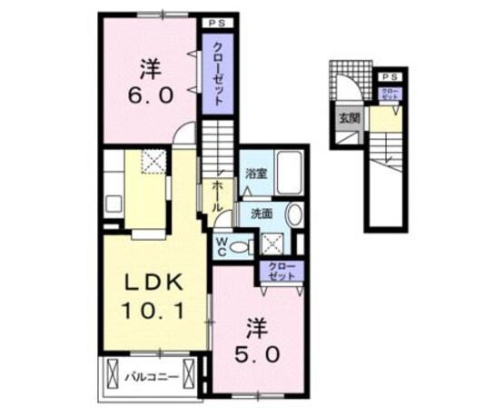 東松江駅 徒歩10分 2階の物件間取画像